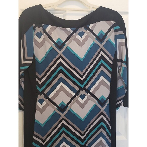 Banana Republic Dress Geometric Size Medium White, Black, Blue - Picture 5 of 8